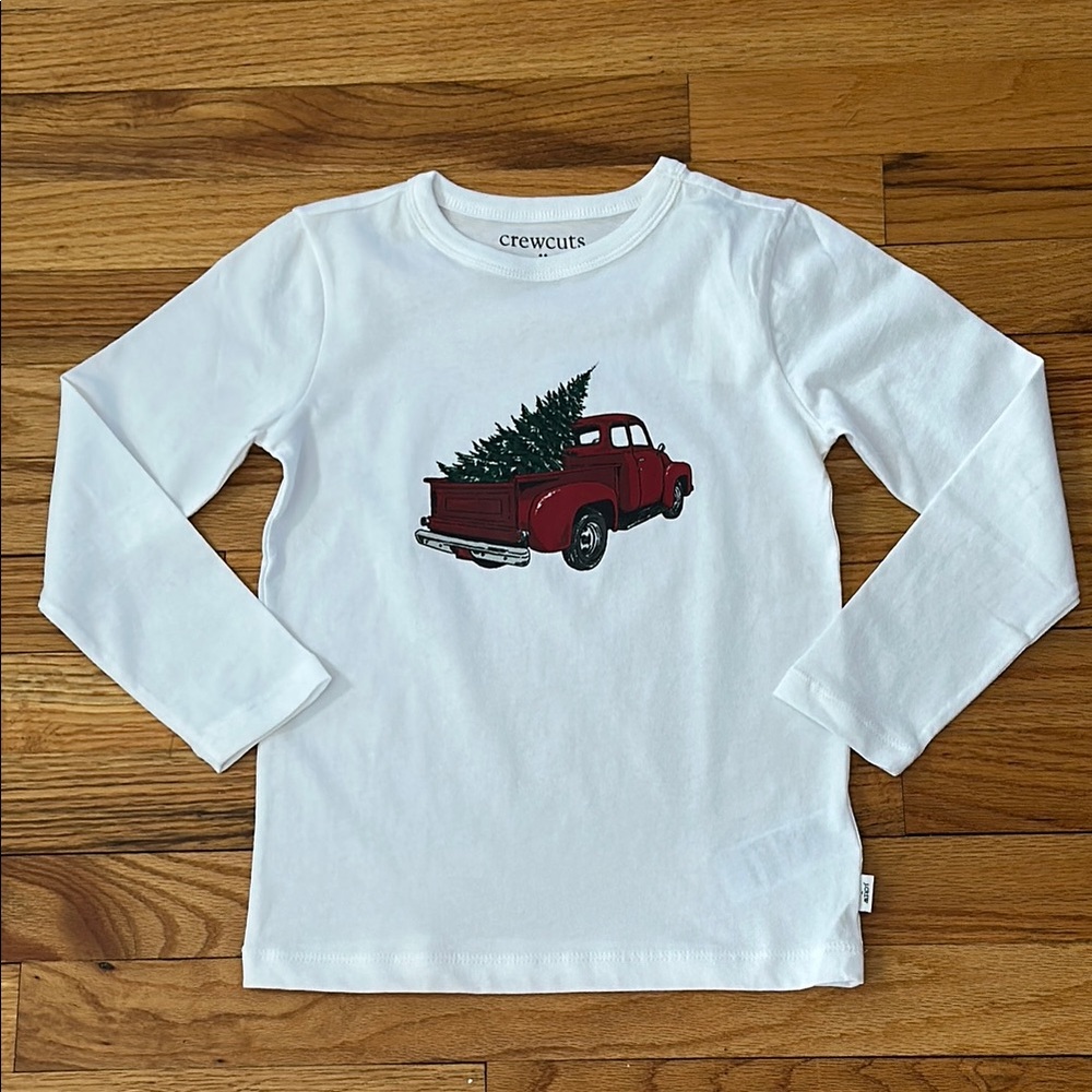 J Crew Crewcuts Kids Long Sleeve Shirt with Christmas Red Truck Design Sz XS